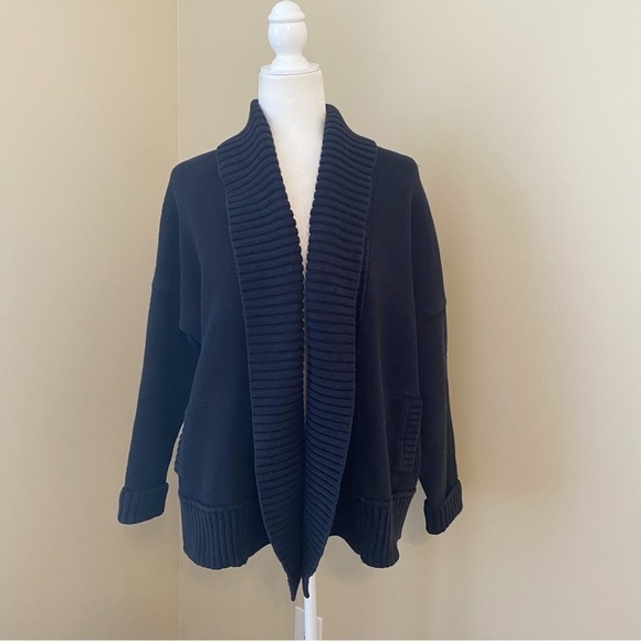 J. Crew Chunky Shawl Collar Open Front Black Cardigan - M/L - Picture 11 of 11